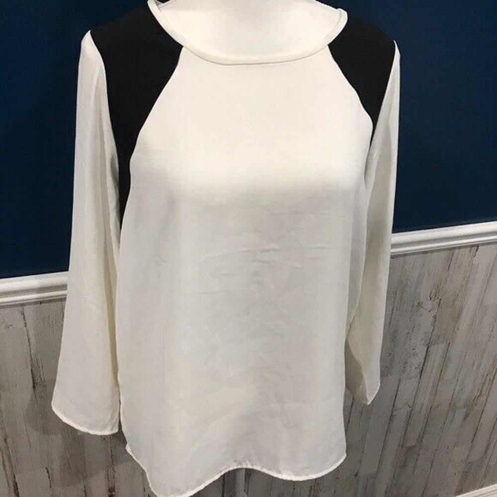 J Crew Factory “Graphic Blouse” Flowy Career Womens Size 8 LOng Sleeve B3934